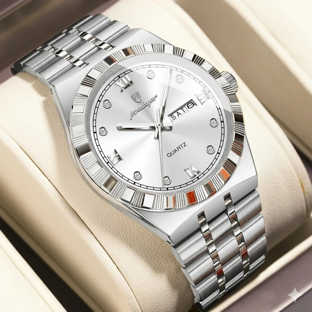 Classic Men's Business Quartz Watch | Luminous Dial & Stainless Steel