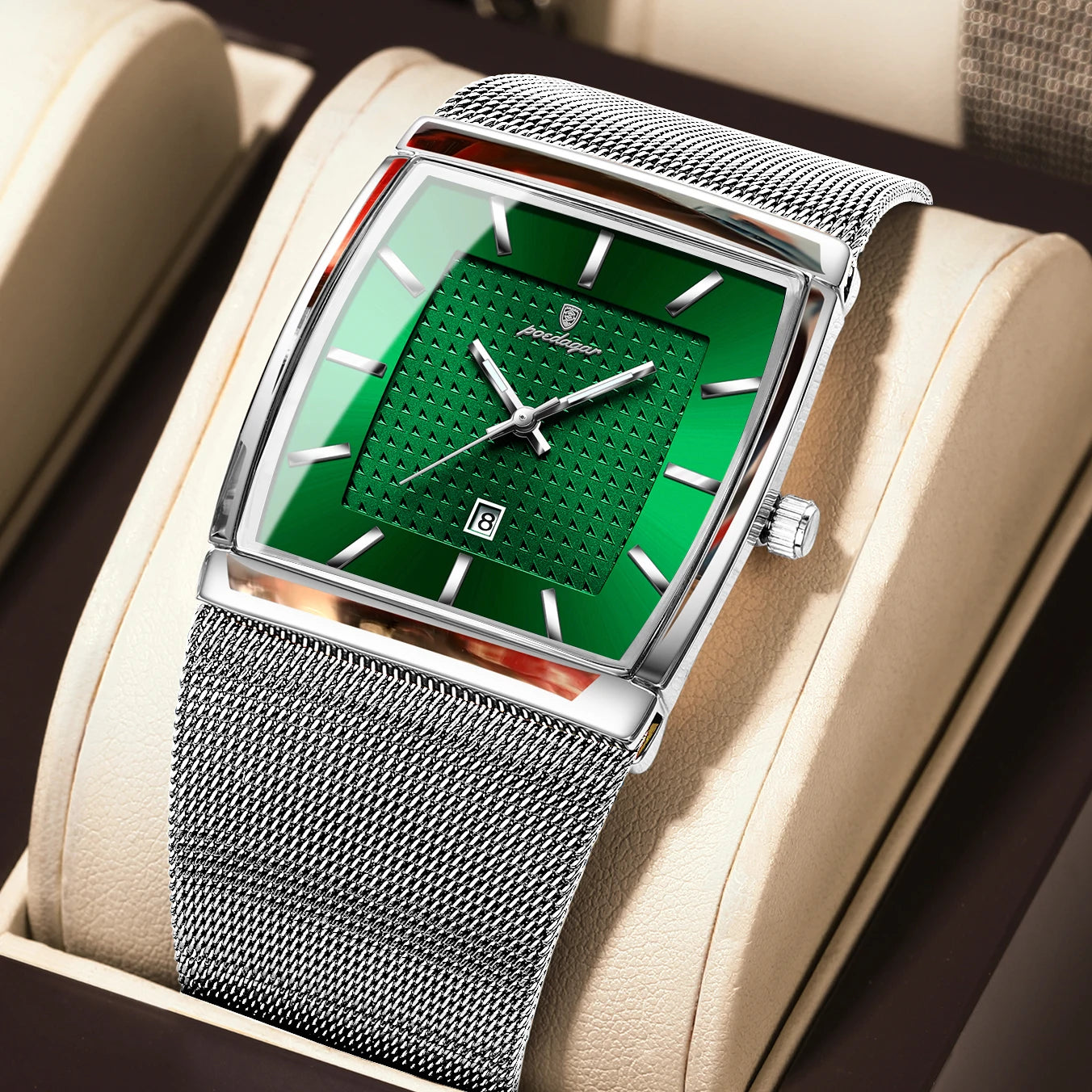 Minimalist Men's Rectangle Watch - Ultra-Thin Stainless Steel Mesh