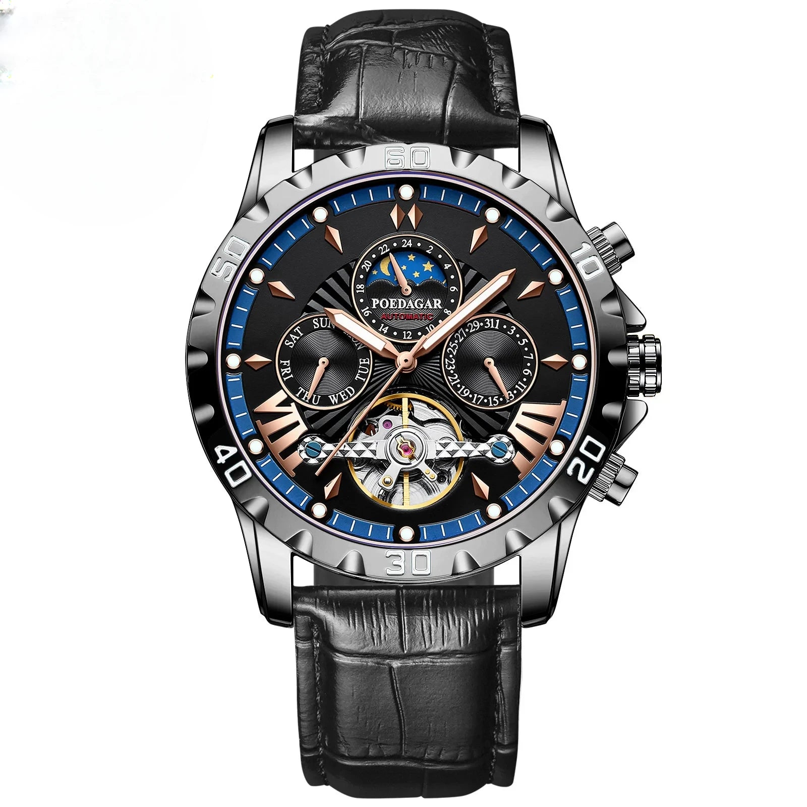 Automatic Skeleton Watch - Exhibition Back Mechanical Tourbillon Style