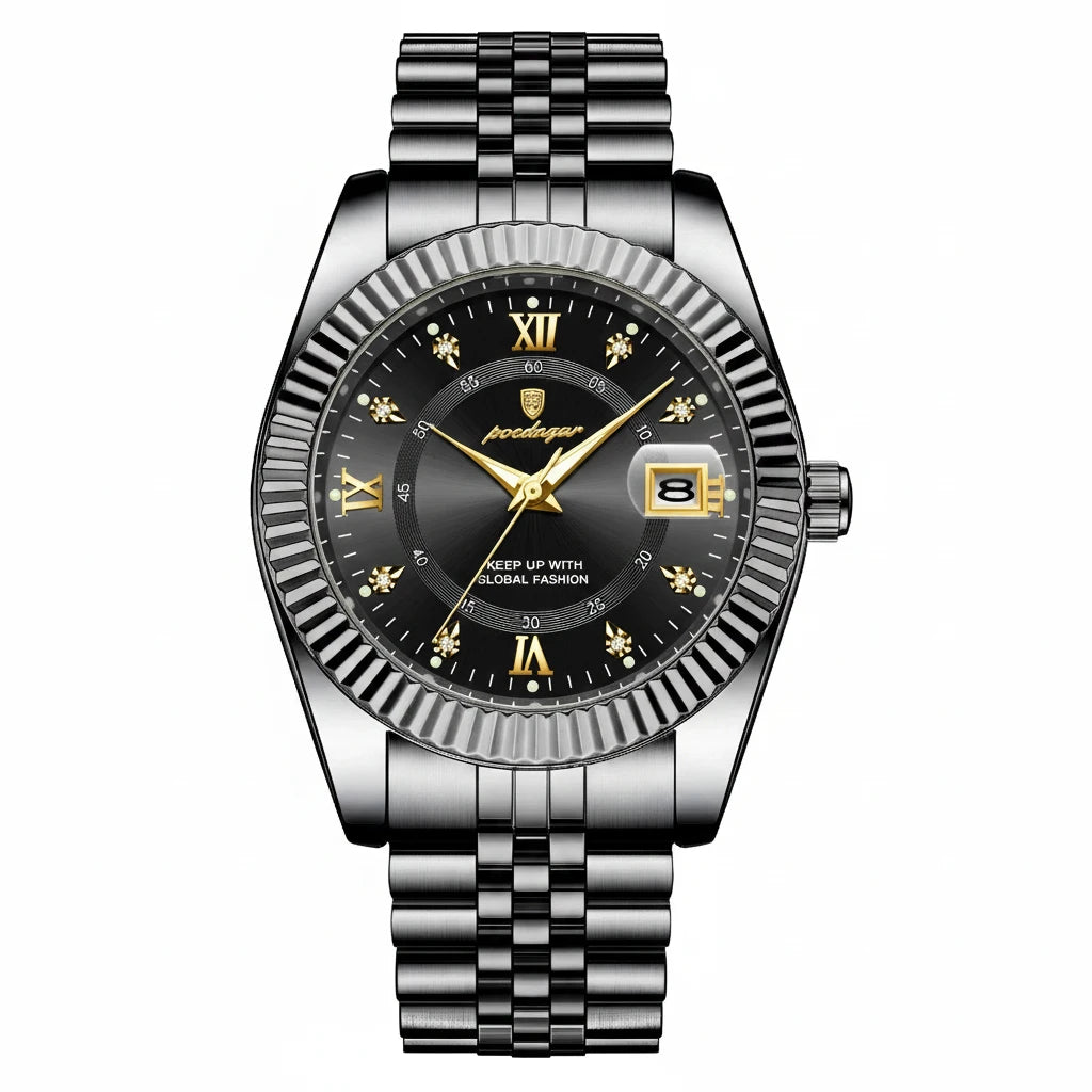 Men's Military Style Stainless Steel Watch – Waterproof with Date