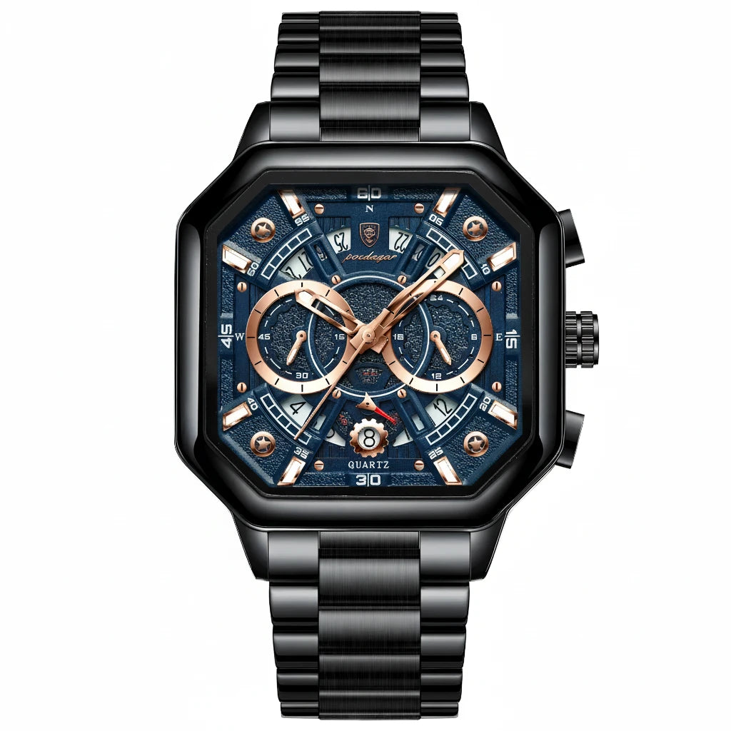 Men's Luxury Stainless Steel Chronograph Watch – Waterproof & Luminous