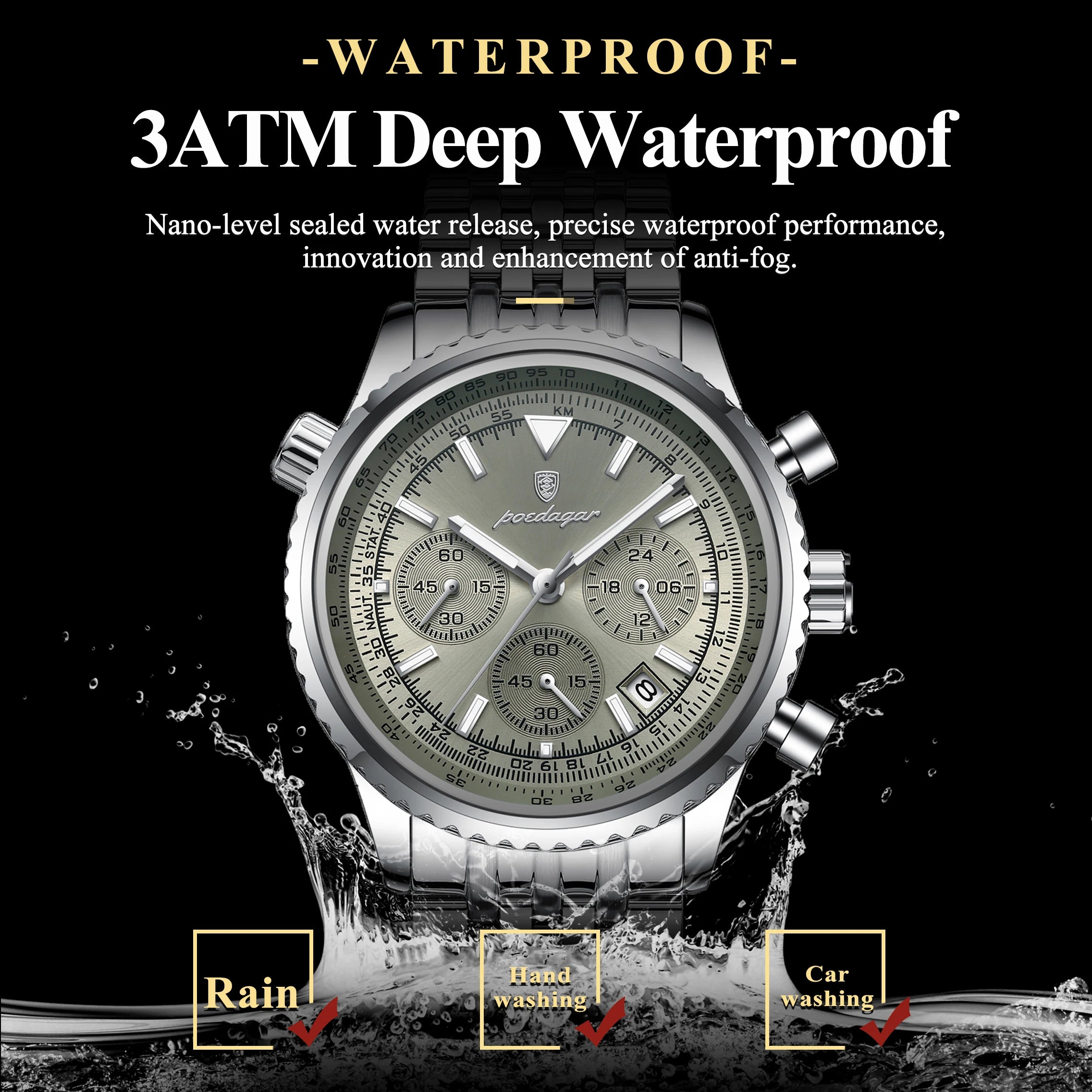 Men's Business Sport Chronograph - Stainless Steel Quartz Watch