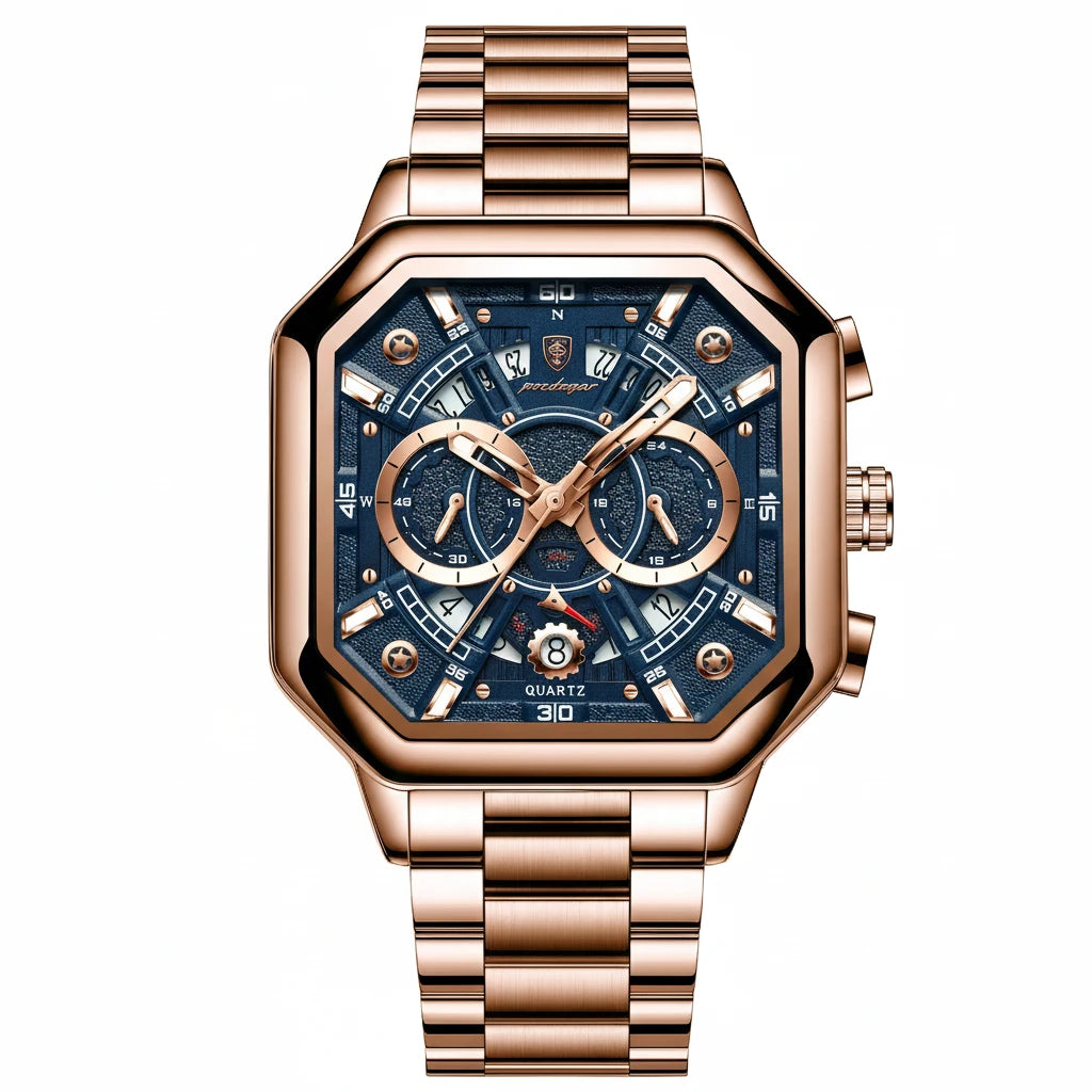 Men's Luxury Stainless Steel Chronograph Watch – Waterproof & Luminous