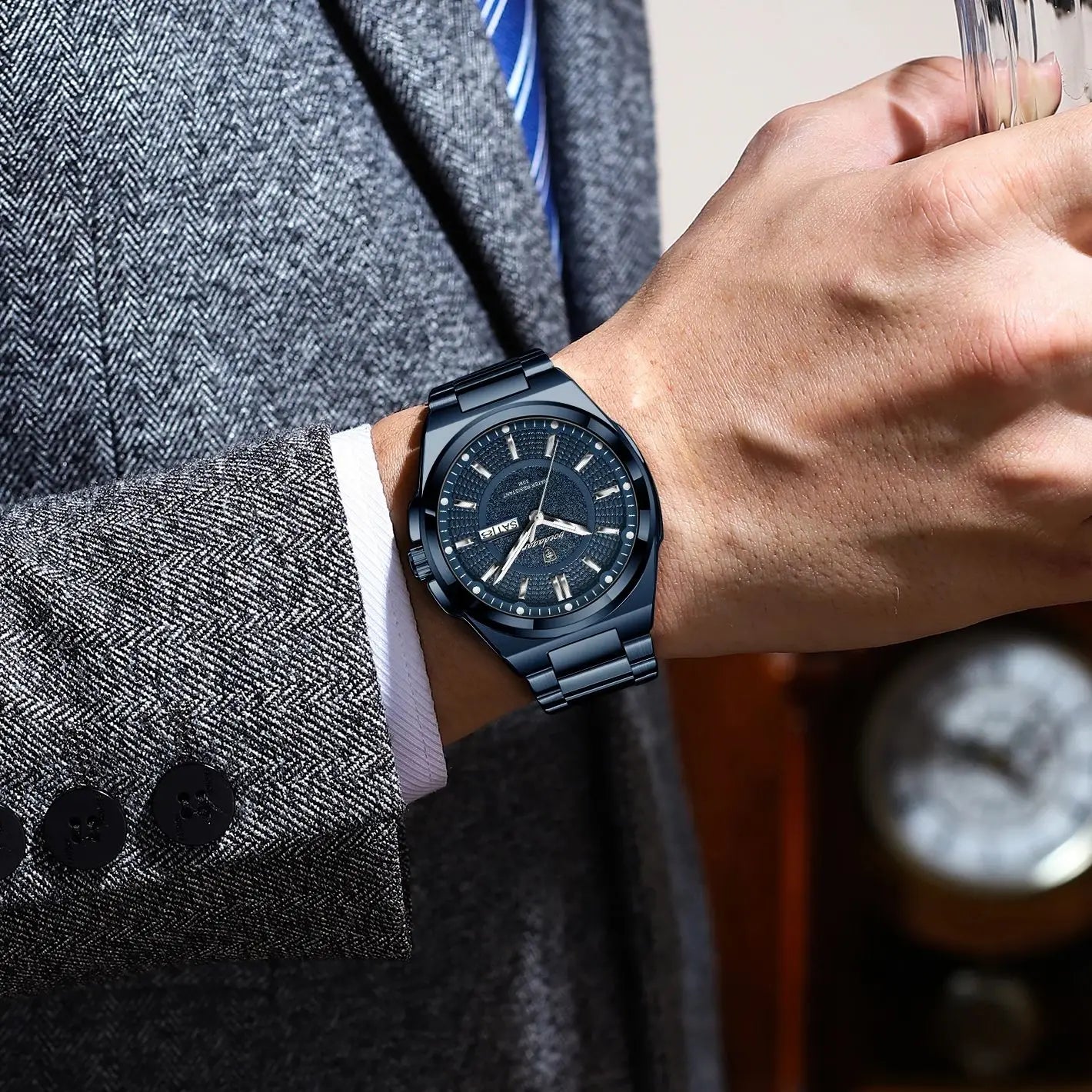 Men's Luxury Day-Date Business Watch | Stainless Steel Quartz