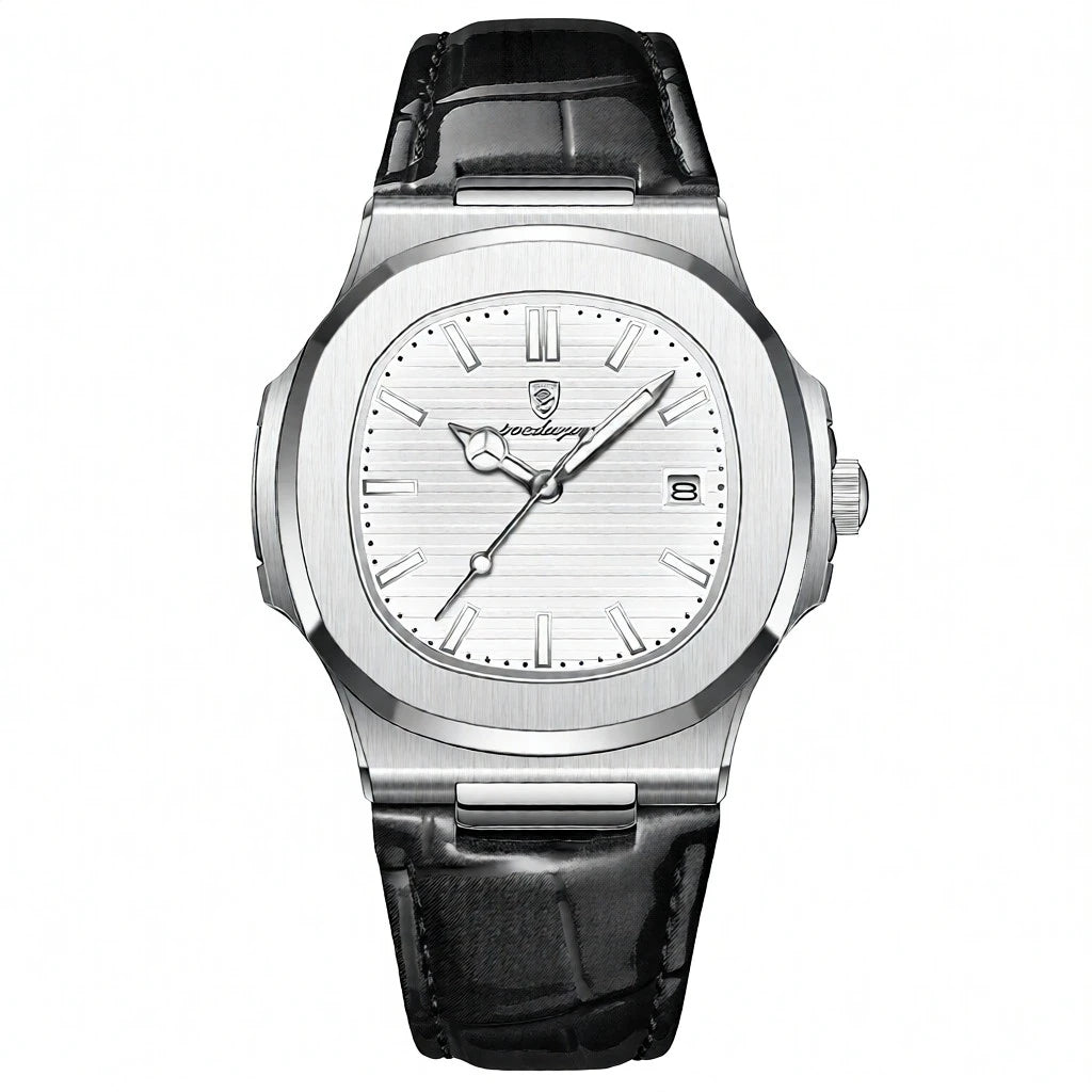 Luxury Men's Business Square Watch - Diamond Bezel Quartz