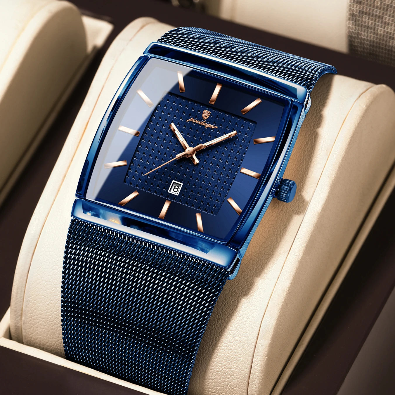 Minimalist Men's Rectangle Watch - Ultra-Thin Stainless Steel Mesh